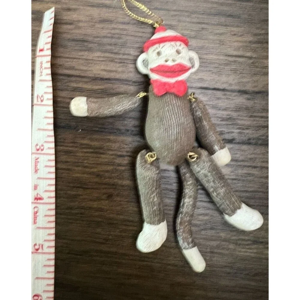 The Sock Monkey Ornament Vintage 1997 Roman christmas gift glass socket